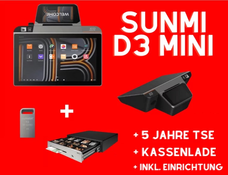 Sunmi D3 Mini Android Kasse | 10.1